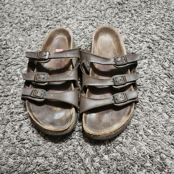 Birkenstock Brown Triple Strap Sandals - Picture 1 of 4